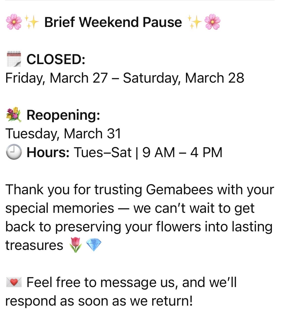 Brief Weekend Pause